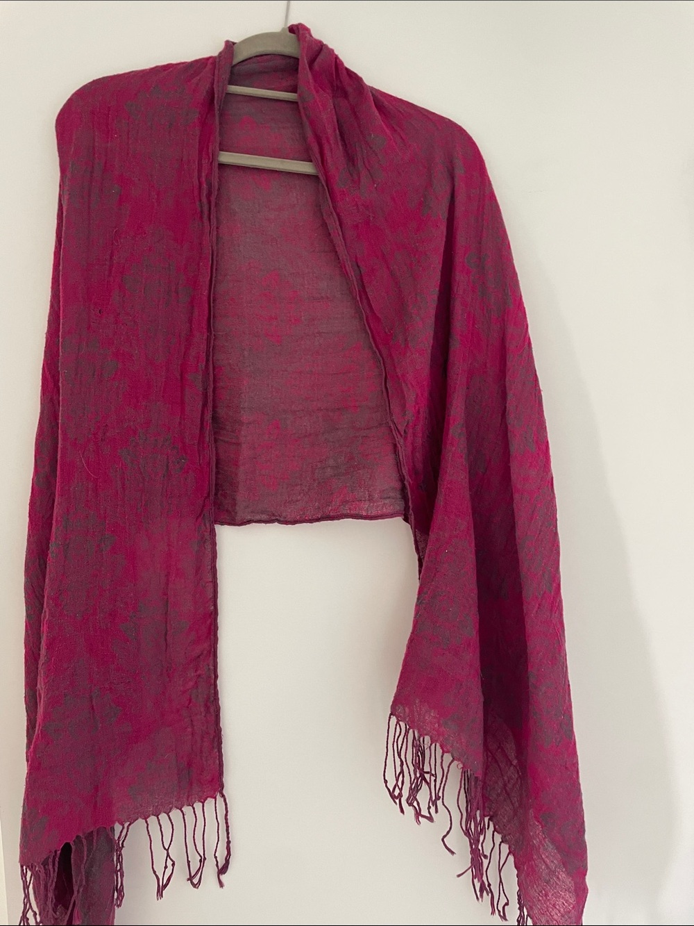 Women's Magenta Fringe Shawl Wrap